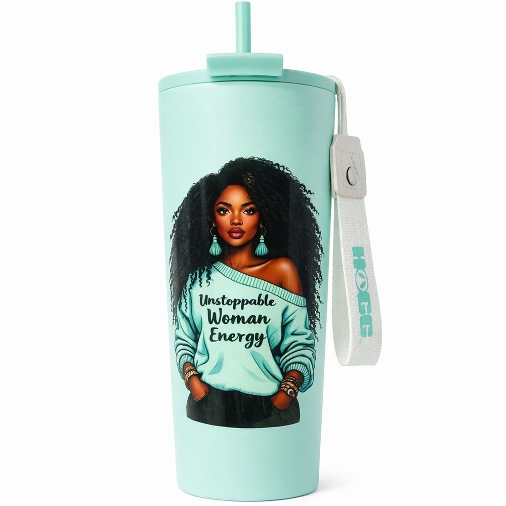 Mint 24oz Green Tumbler “Unstoppable Woman Energy” with Straw